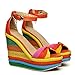 SaraIris Sandals for Women Gladiator Ankle Strap High Heel Platform Shoes Wedge Rainbow Sandals for Women Orange
