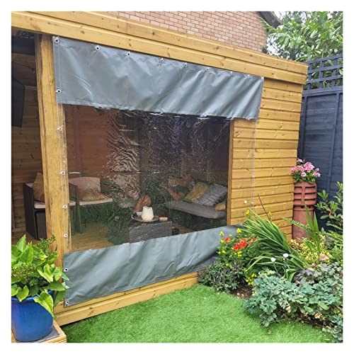 Paneles de PVC transparente premium lona exterior impermeable gris 1,70x2m 2