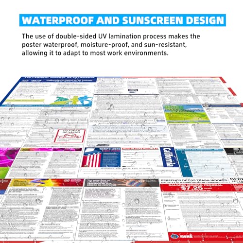 2026 florida state and federal labor laws poster - english amp spanish combo - osha workplace compliant - uv waterproof laminated 2434 x 3634 - mandatory regulations posting for employees