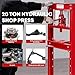20 Ton Hydraulic h-Frame Shop Press, Heavy Duty Press with Adjustable Table & Stamping Plates for Auto Repair, Garage, Metalworking, Industrial Use - Red