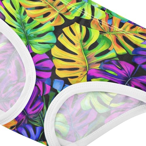 Joisal Toddler Girls Underwear 2t Cotton Little Girl Panties Florals Briefs Undies Kids Vibrant Monstera Leaves4