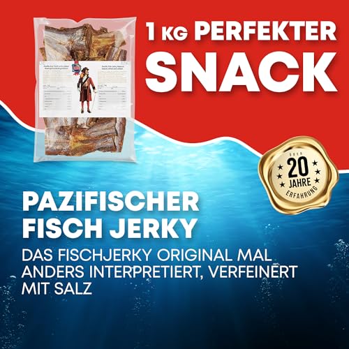 Fisch Jerky Original 1kg I High Protein I Snacks I Trockenfisch Omega 3 I Beef Jerky, Trockenfleisch & Chips Alternative Proteinreich