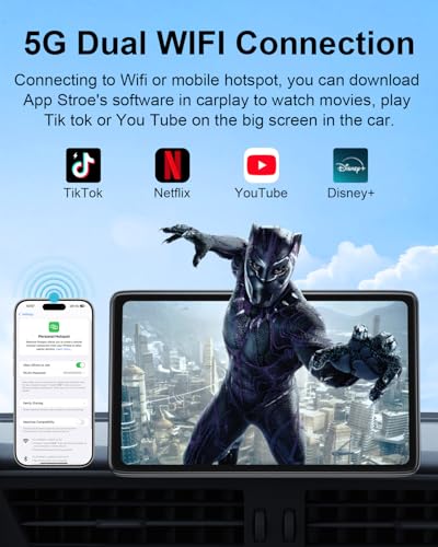 Upgraded Apple Carplay Screen for Car, 9" Wireless CarPlay & Android Auto Car Stereo Touch Screen, Car Play Supports Netflix/YouTube/TikTok, App Store, Screen Flip, GPS Navigation, Voice Control - Image 6