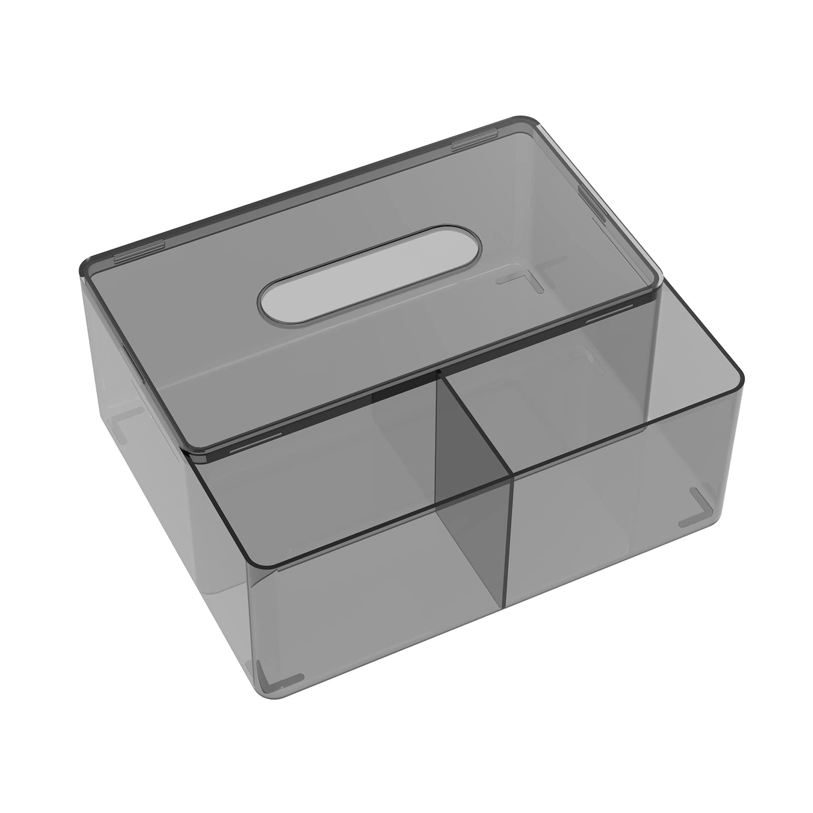 Linkidea Tissue Holder, Facial Tissue Box Cover with Storage Organizer Napkin Dispenser, Multifunctional Storage Box for Office, Home, Table, Desk (Grey)