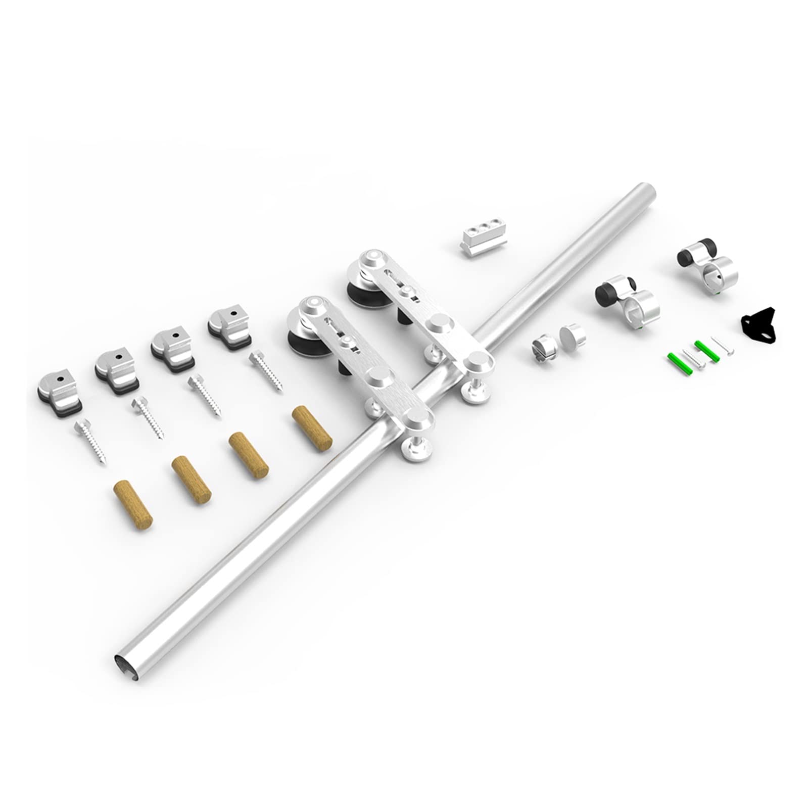 Sliding Door Hardware TSMST 4FT-8FT Stainless Steel Sliding Barn Door Hardware Kit 122cm-240cm Rail System Industrial Track T/Y/L Roller(L Roller,5.5FT 168cm)