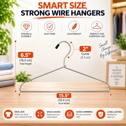 PulGos 24 Pack Metal Clothes Hangers, Silver Pack of 24 - Image 6