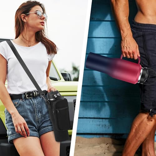 Image of 40oz Stainless Steel Drinking Water-Bottle - Gym Water Bottles for Women & Men, Keeps Cold 48h & Hot 24h, 40 oz Tumbler Fits Cup Holder