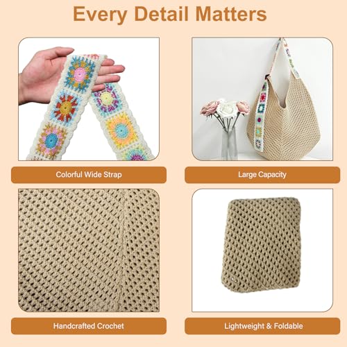 Crochet Hobo Bags for Women – Large Boho Crossbody Shoulder Tote, Knitted Crochet -Strap Purse, for Daily, Travel & Shopping4