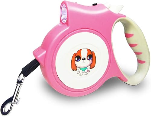 Love Dream - Correa retráctil para perro con linterna LED brillante, correa de paseo para perros pequeños, medianos y grandes de hasta 80 libras,