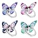 WLLHYF 4 PCS Butterfly Cell Phone Ring Holder Zinc Alloy Cute 360°Rotation Metal Finger Pattern Painted Universal Phone Ring Holder Compatible for All Smartphone