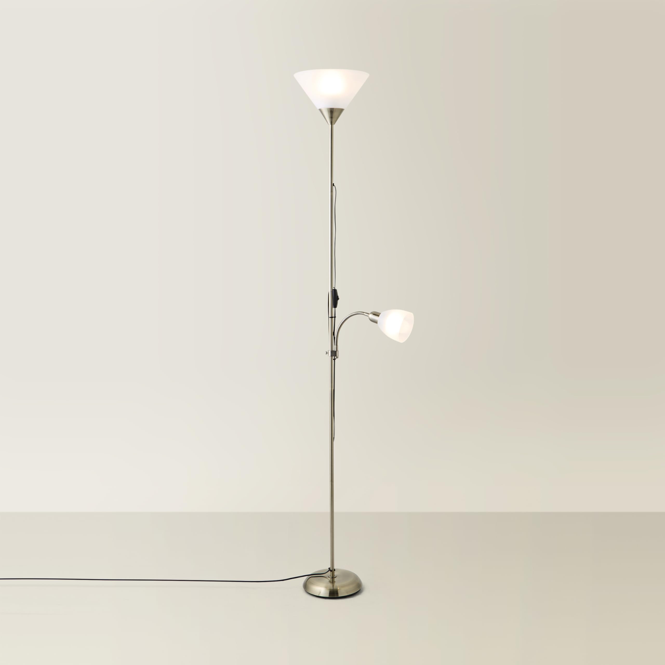Valuelights Metallic Gold Mozz Mother & Child Uplighter Floor Lamp With Adjustable Side Lamp In
