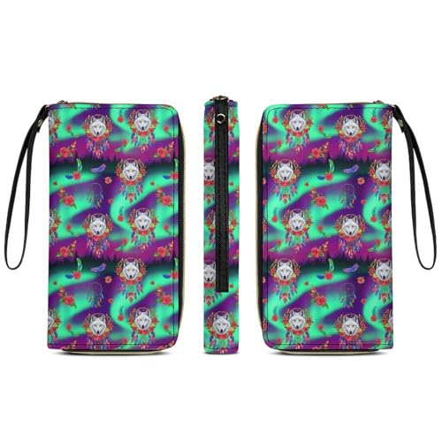 Cool Wallets for Men, Dream Catcher Boho Wolf, Portable Multi-functional Phone Clutch, Soft Durable Multi Pockets Wallet for Work, Shopping3