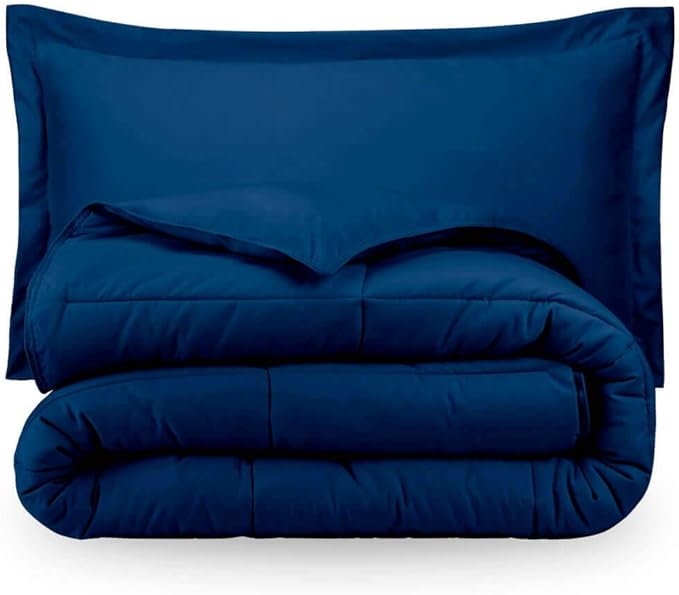 Navy Blue Twin Extra Long Down Alternative Comforter Set by