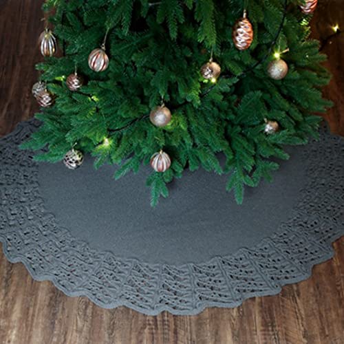 Jaijy 48 Inch Large Solid Knitting Christmas Tree Skirt Luxury Geometric Xmas Cushion For Party Treatments New Year Decorations Holiday Party Ornaments, Gray #TOP3
