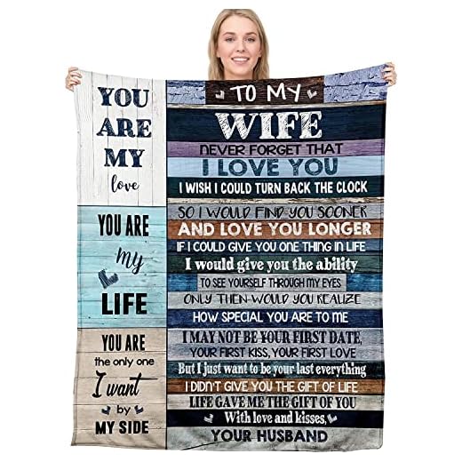 Anniversary Romantic Gift for Wife, Ultra-Soft Micro Fleece Sherpa Throw Blanket, Valentines Day Gifts for Her, Wife Birthday Gifts from Husband, for Bedding Sofa and Travel