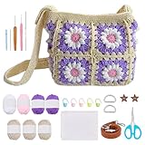 WEBEEDY Strick Eimer Tasche DIY Kit Mit Video Tutorials Für Anfänger Lernen Sie Eine Granny Square Häkeltasche Mit Garnen Zu Machen Haken Tasche Für Erwachsene Weihnachtsbastelgeschenk