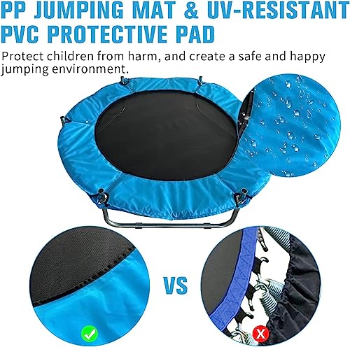 Image of 55 inch Trampoline for Kids and Adults. Indoor and Outdoor Trampoline with Stainless Steel Frame with Powerfull Weight Capacity of 100Kgs. Single Colour with U Shaped Legs.