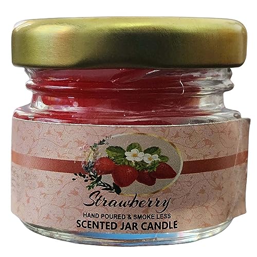 Image of Mini Jar Paraffin Wax Candles Perfect for Decoration of Dinner, Wedding Parties, Church, Spa, Restaurant, Smokeless Dripless Long Lasting(Strawberry, Set of 1 - Burn Time: 6 Hr)