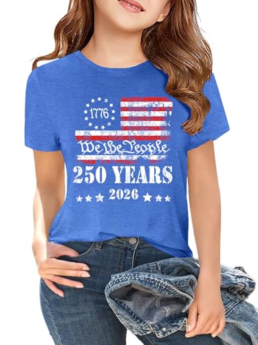 Image of CAZYCHILD Kids 250 Anniversary USA Shirts 250 Year American Flag Tshirt Boys and Girls Happy 250th Tee 4th of July Tops