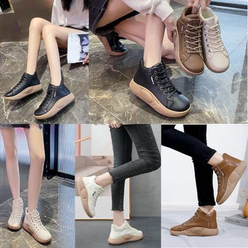 Women's High Top Thick Sole Boots,2025 NEW Cozy Thermal Fur Lining Non-Slip Fashion Boot Casual Lace Up Sneakers4