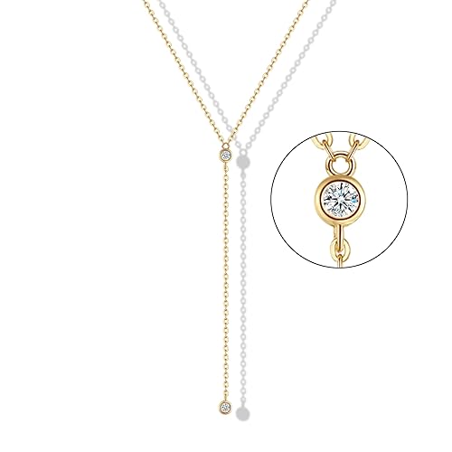 14k Gold Plated Cubic Zirconia Lariat Y Necklaces for Women, Handmade Necklace Christmas Gifts for Women Girls Mom Sister Grandma Friends, Birthday
