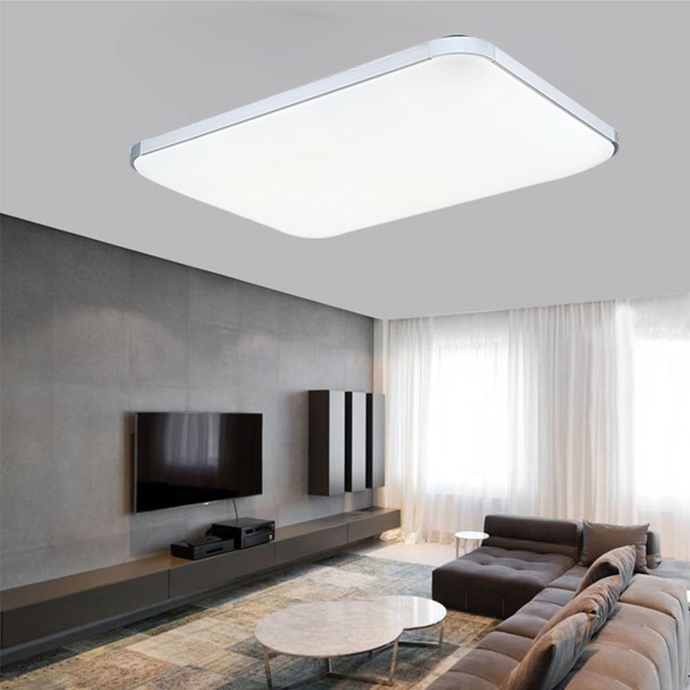 YRHome Lampada da soffitto da 72 W, dimmerabile, moderna, con telecomando, ultra sottile, per corridoio, soggiorno, camera da letto, argento