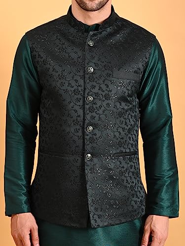 Image of Uri and MacKenzie Men's Silk Blend Kurta Pajama with Designer Ethnic Nehru Jacket /Modi Jacket