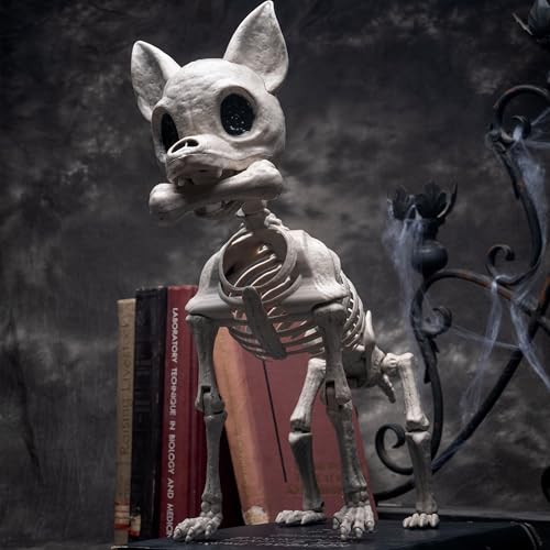 Image of JOYIN Plastic Chihuahua Dog Skeleton Halloween Decorations 12.6 inches Plastic Puppy Bones Skeleton with Posable Joints for Halloween Indoor Outdoor, Graveyard Party Decor