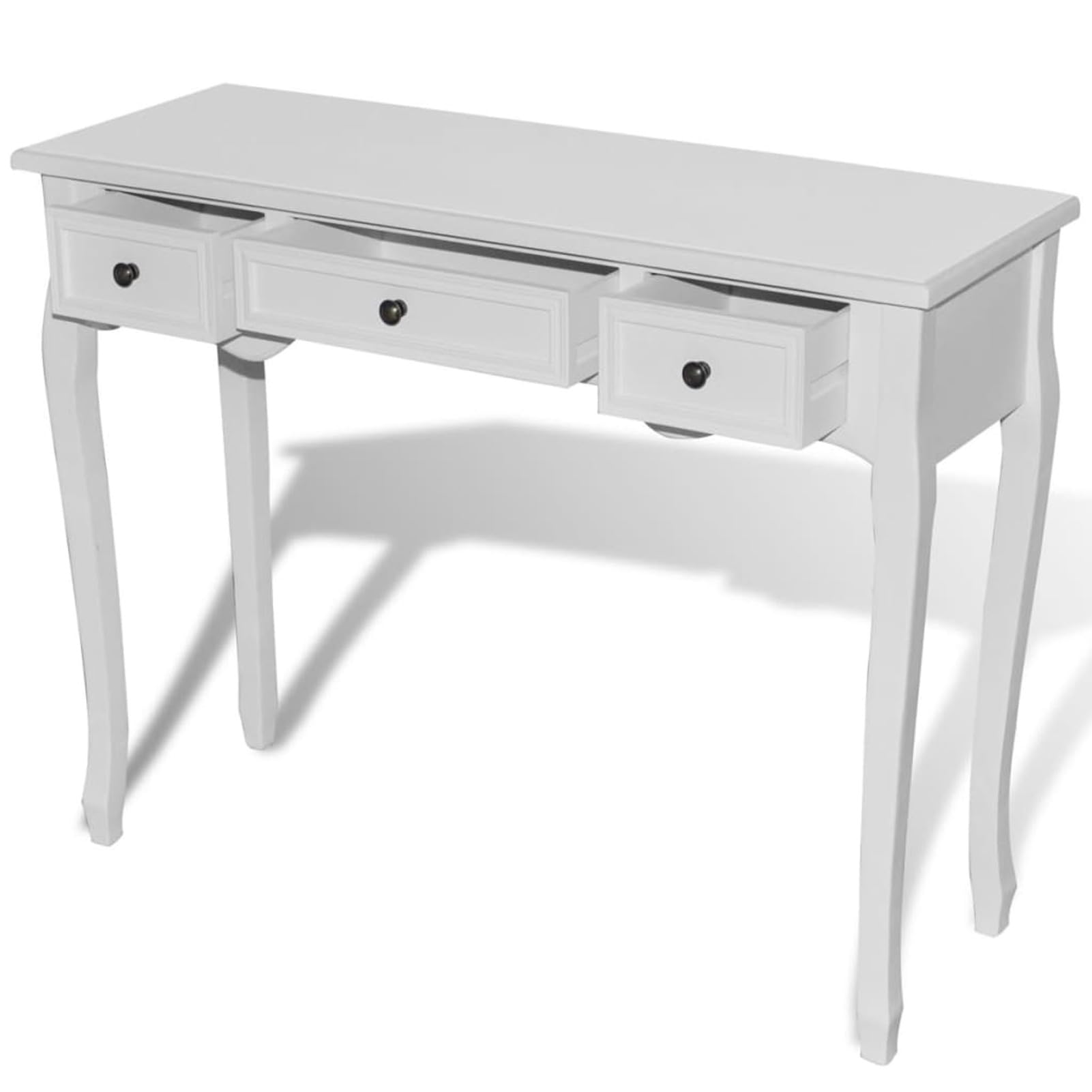 Homgoday Mesa Consola tocador con Tres cajones Blancos Mesas auxiliares de salón,Mesa Consola Recibidor Mueble de Entrada Estrecha Clásica
