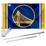 Golden State Warriors Flag Pole and Mount Bracket Set