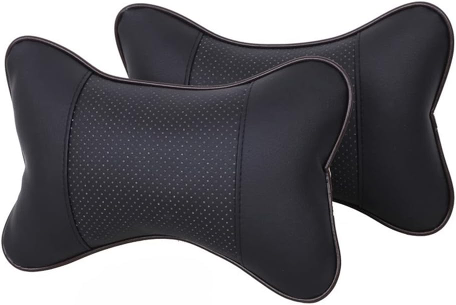 HBJWOV 1 Pair Universal Car Neck Pillows PU Leather Auto Car Neck Rest Headrest Cushion Pillow Car Interior Accessories(Beige)