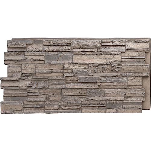 EverStone Cascade Faux Stone Panel, 48 5/8'W x 24 3/4'H x 1 1/4'D, Boardwalk Bay Color
