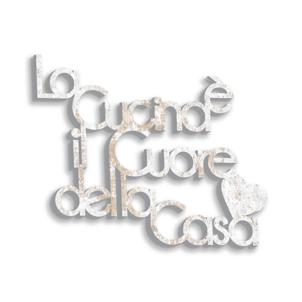 Declea Home Decor, Scritta frase in legno da appendere La cucina è il cuore della casa, Decorazione Murale da appendere alla parete ideale per la per cucina, Shabby, 60X45 cm