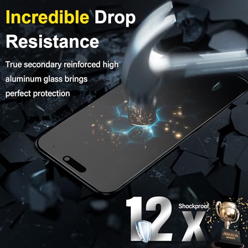 Image of YWXTW 2 Pack for iPhone 16 Pro Max Matte Privacy Screen Protector 6.9 Inch + 1 Set Camera Lens Protector, Anti Spy Anti Glare 16 Pro Max Tempered Glass Film, Anti Fingerprint, Bubble Free