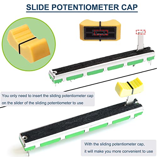 DAOKAI Schiebepotentiometer,5 STÜCKE Gerade Schiebepotentiometer Mixer Fader B103 B10K Ohm Dual Channel zum Einstellen von Lautstärke und Helligkeit mit Schieberegler Knöpfe