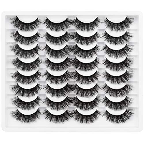 Mink Lashes 16mm False Eyelashes Natural Look Cat Eye Lashes Fake Eyelashes Fluffy Full 3D Faux Mink Lashes Soft Reusable Handmade Fake Eyelashes 16 Pairs Pack by Pawotence