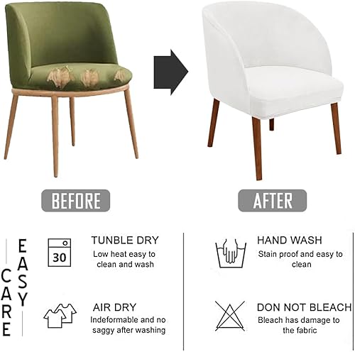 Miniatura 4 de XMNTG Juego de 6 fundas elásticas para sillas de comedor de terciopelo blanco moderno de mediados de siglo, con respaldo curvo para silla