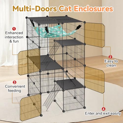 image for VISCOO Cat Cage, 4-Tier DIY Cat Enclosures Catio, Cat Playpen Indoor &