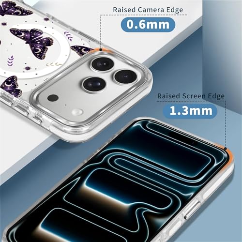 Coque iPhone 17 Pro Magsafe idée cadeau motif papillon violet