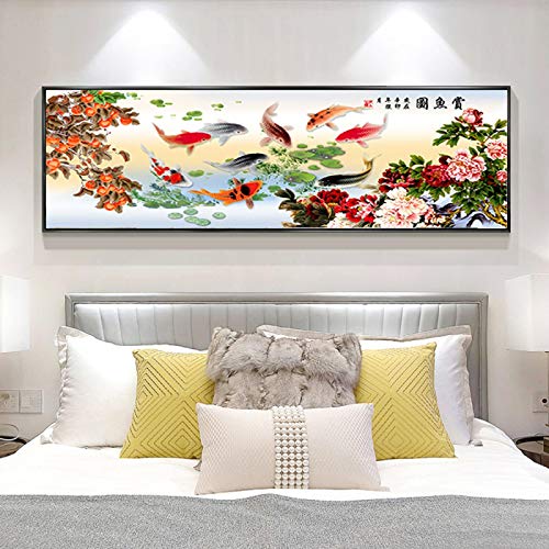 Toile carpes koi pour habiller un grand mur de salon poster abstrait 20x60