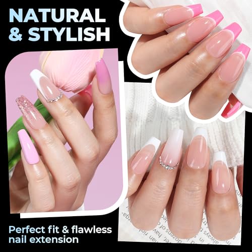 Image of UNA GELLA Coffin Gel Nail Tips Medium 15 Sizes 300PCS Pre-Etched Clear Fake Nail Tips Easy DIY Salon Medium Coffin Press On Nails Snug Fit Full False Acrylic Tips Extensions Long-Lasting Hold