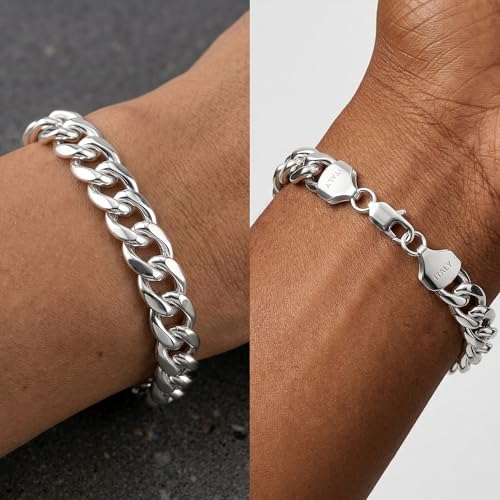 Pulsera eslabones cubanos de plata S925 para hombre 12MM miniatura 3