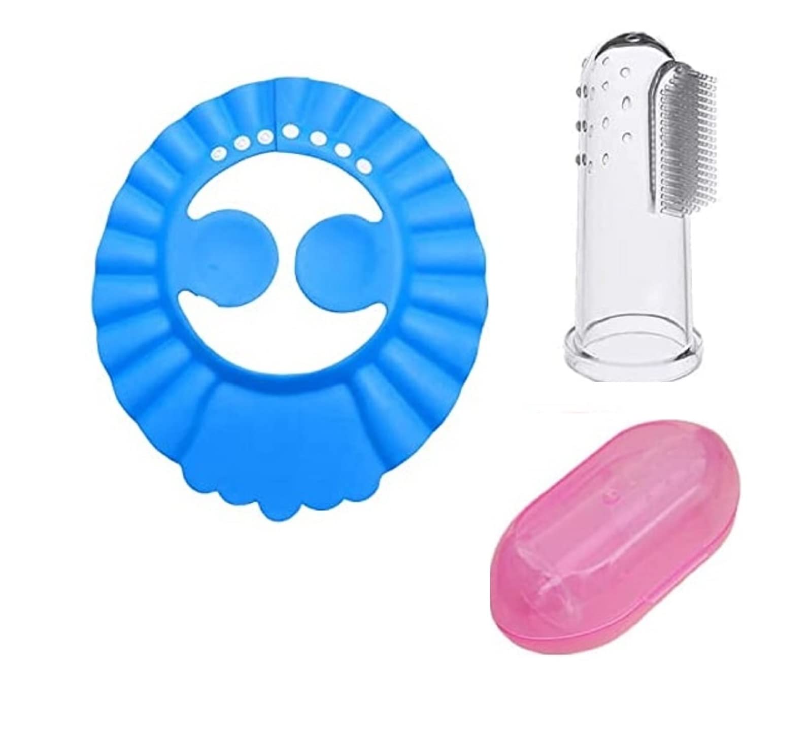 Wavva® Safe Shampoo Shower Bathing Protection Bath Cap Tool for Hair Cut with Baby Finger Toothbrush for - Infant & Toddler & Kids Tooth Brush Soft Babies to Train Your Child Healthy Oral Habits-picture-17