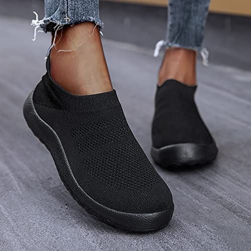 Generic Fashion Summer Men Sports Shoes Flat Bottom Lightweight Slip On Flying Woven Mesh Breathable Comfortable Solid Color Casual Style Sneaker Boots for Men Blvd (Black, 10.5)3