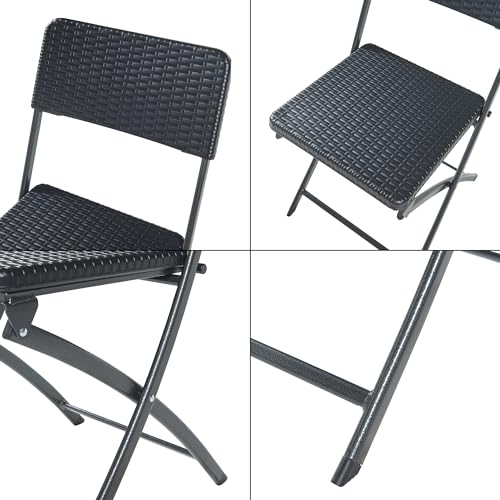 Set Mark Di 2 Sedie Pieghevoli - Nero Effetto Rattan [En.Casa] - 8