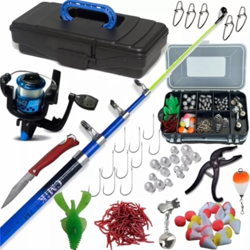 Kit de Pesca Completo com Vara, Molinete, Estojo, Iscas e Acessór...