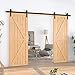 HomLxaLx 10ft Heavy Duty Sturdy Sliding Barn Door Hardware Kit, Double Door-Smoothly and Quietly, Easy to Install and Reusable - Fit 1 3/8-1 3/4