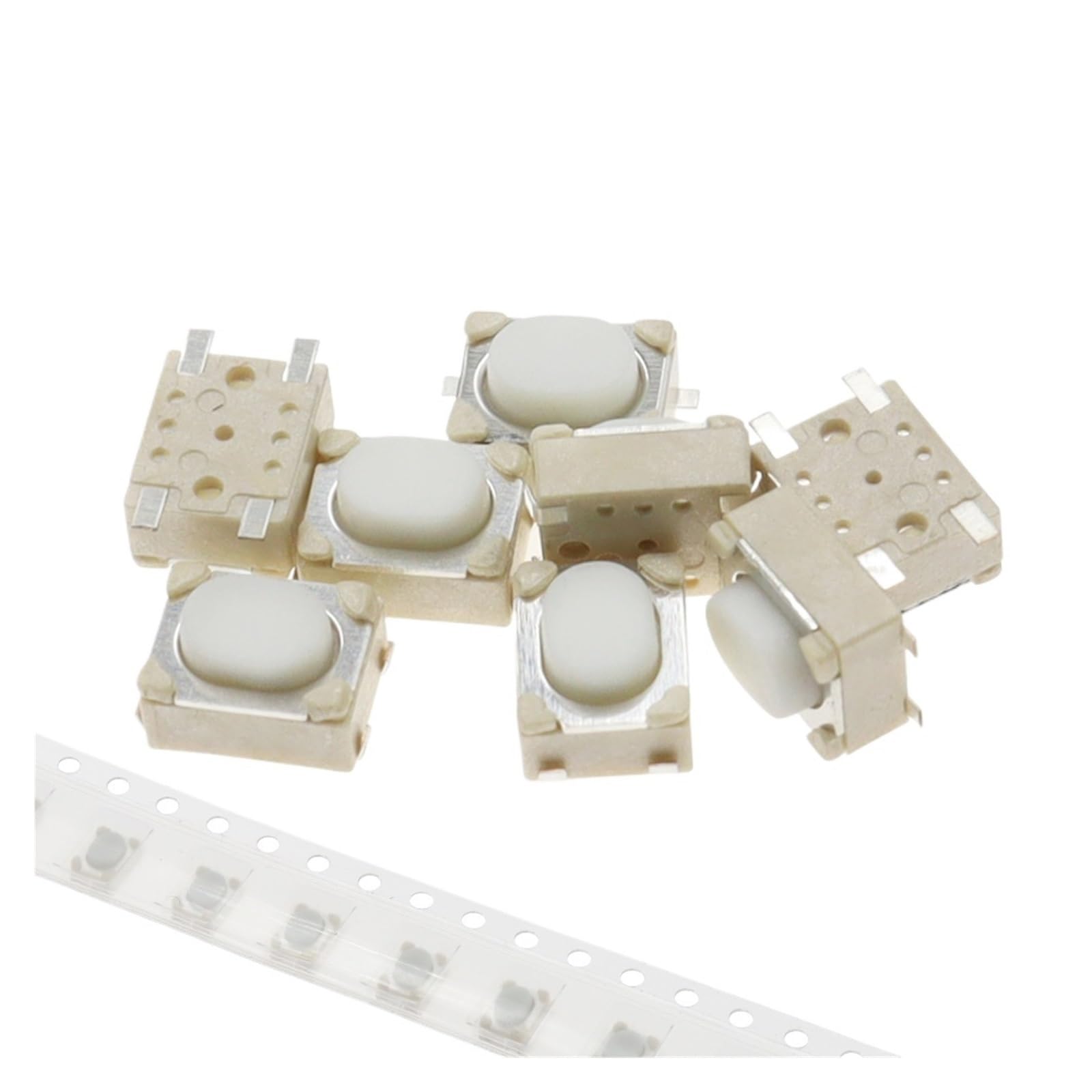 100 sztuk DC12V 50mA Przycisk włącznika taktu SMD 4Pin 3X4X2,5MM biały dotykowy przycisk mikroprzełącznik chwilowy 3 x 4 x 2,5 mm (Flat Foot)