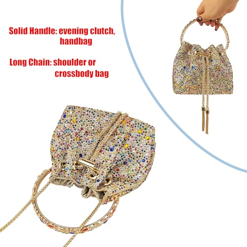 Image of HUANG ZHUANG Colorful Crystal Soft Purse Sparkly Rhinestone Handbag Women Clutch Bling Party Crossbody Bag for Prom Cocktail