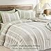 Bedsure Waffle Queen Comforter Set - Linen Soft Cotton Bedding Set for All Seasons, Stripe Fluffy Bed Set 3 Pieces with 1 Waffle Weave Comforter Queen Size and 2 Pillow Shams